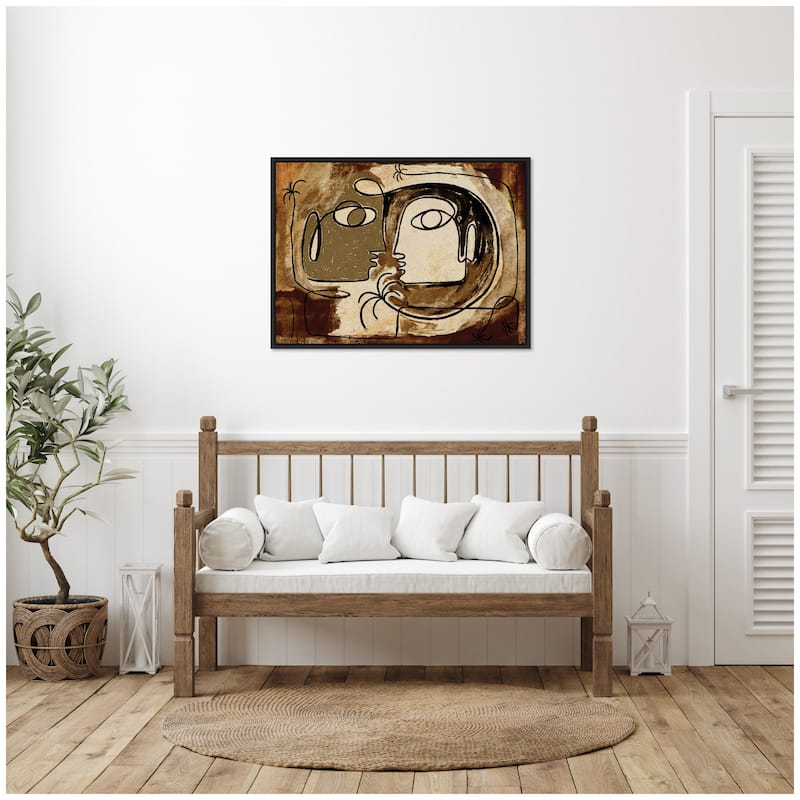 Kate and Laurel Sylvie What Secrets Do The Palms Whisper To The Earth Framed Canvas by Shatha Al Dafai