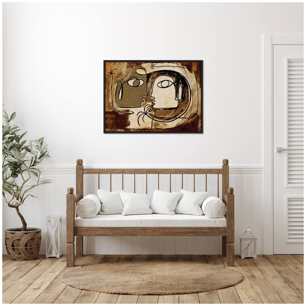 Kate and Laurel Sylvie What Secrets Do The Palms Whisper To The Earth Framed Canvas by Shatha Al Dafai
