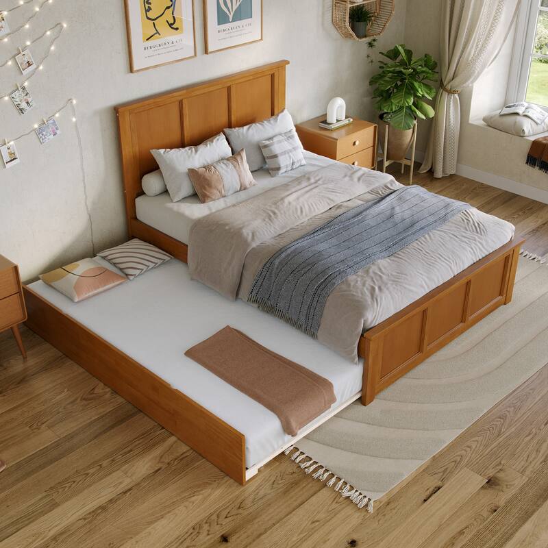 AFI Madison Full Size Platform Bed with Matching Footboard & Full Trundle