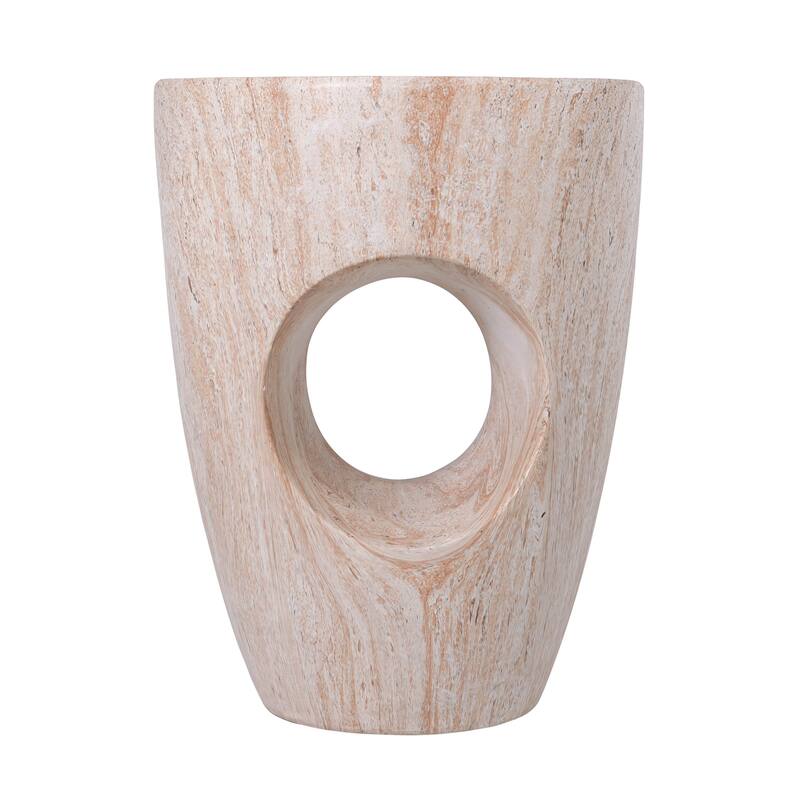 Christopher Knight Home - Modern Indoor/Outdoor 19.29"H MgO Accent Side End Table with Sculptural Cutout & Marble Finish