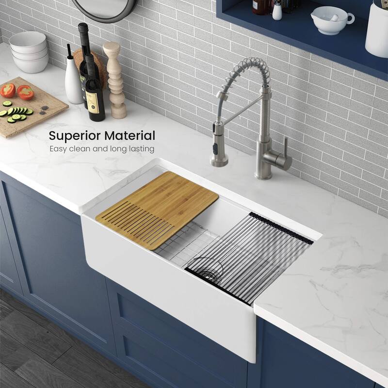 Pure 33 Inch Kitchen Farmhouse Fireclay Workstation Sink