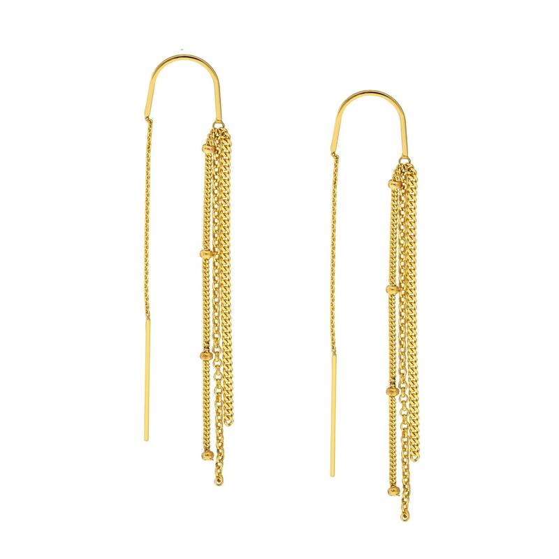 Curata 14k Yellow Gold Multi Strand Threader Earrings
