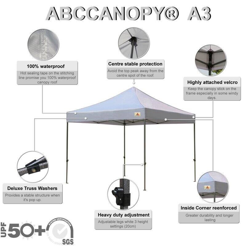 ABCCANOPY Outdoor Commercial Metal Patio Pop-Up Canopy - 10ftx10ft