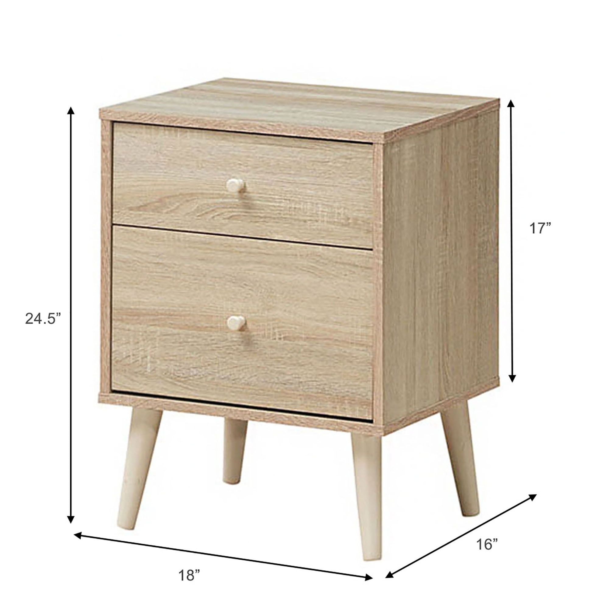 Solid Wood Nightstand with Drawers - Sofa Side Table Storage-image