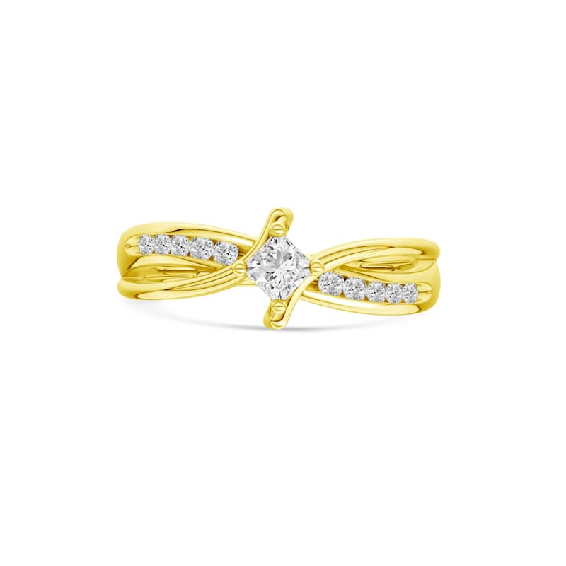 1/4ct TDW Diamond Bypass Engagement Ring in 10K Yellow Gold for Women