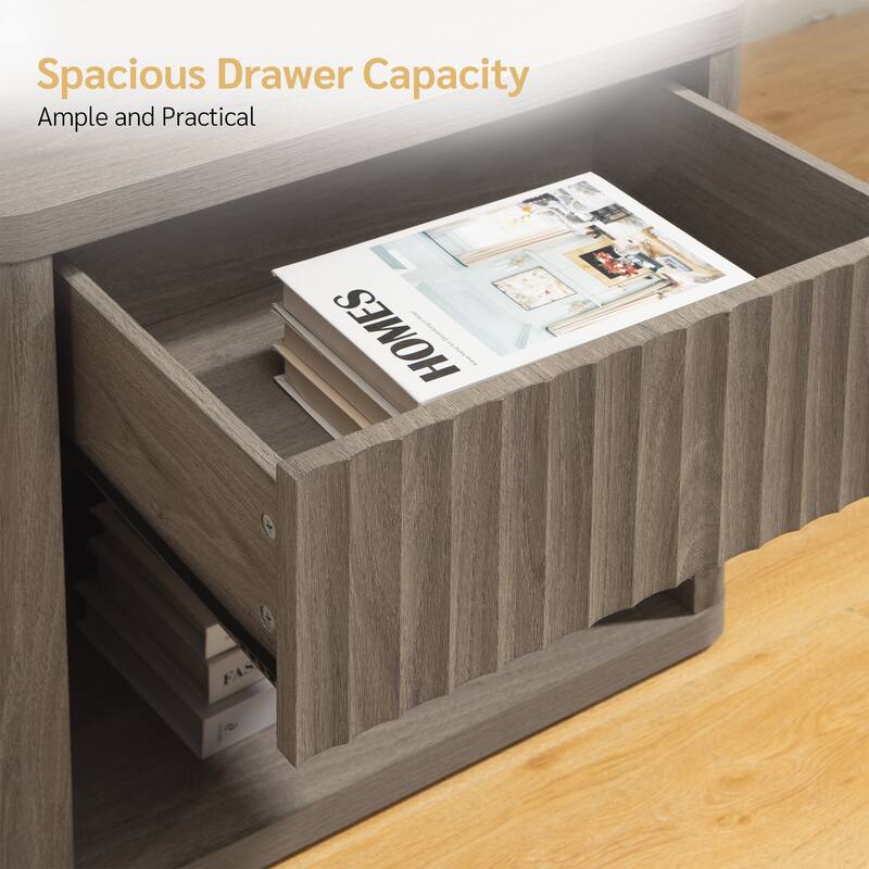 SICOTAS Nightstand with 1 Drawer and Open Storage
