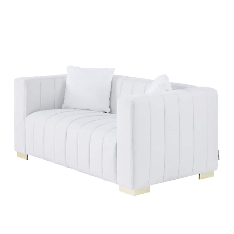 62.6" Modern 2-seater Velvet Channel Loveseat Sofa