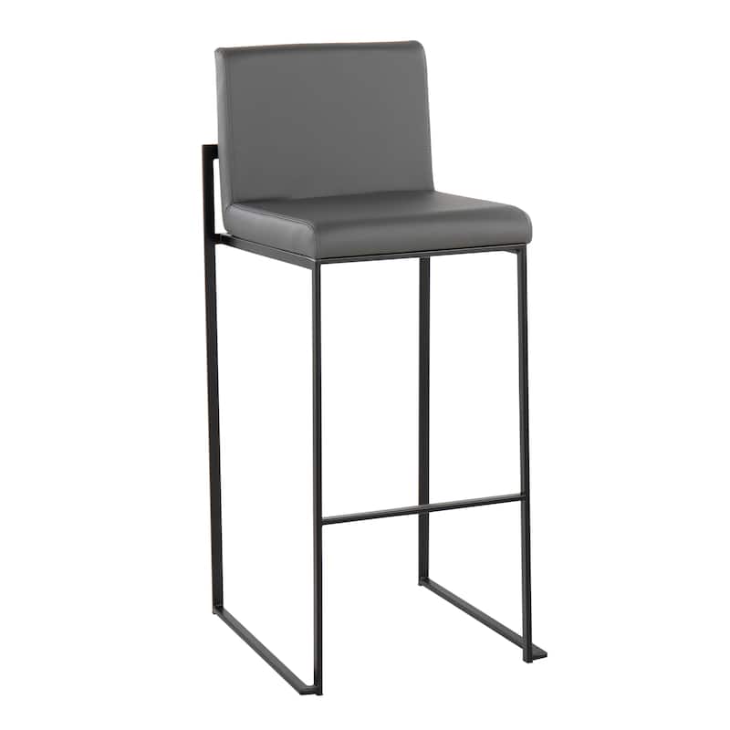 Silver Orchid Forrest High Back Bar Stool - Set of 2 - Grey Faux Leather & Black