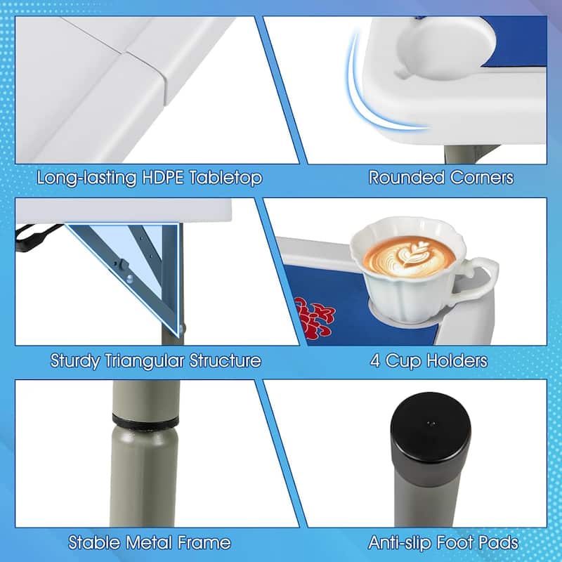 35" Square Card Table Folding Mahjong Table with Cup Holders