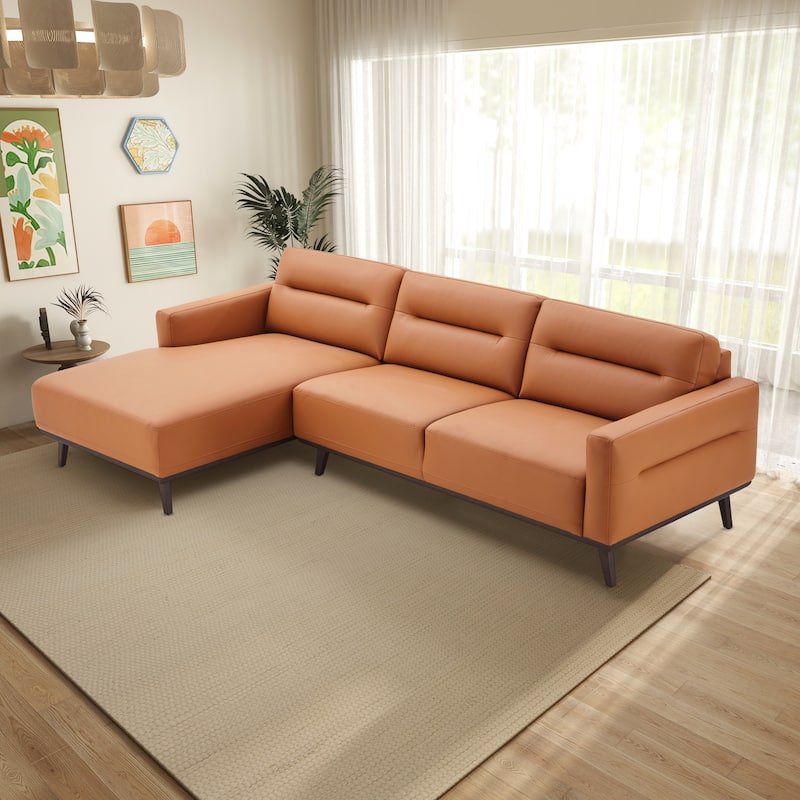 Balton L-Shaped Vegan Leather Sectional in Cognac Tan