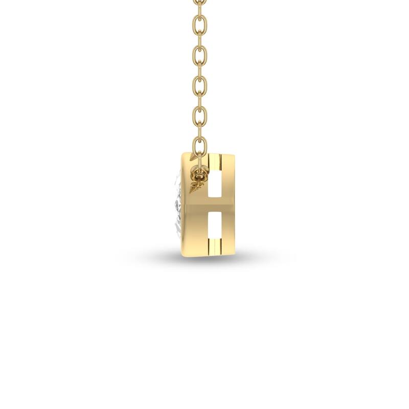 Marquee Lab Grown 1/2 Carat Marquise Shaped Bezel Set Diamond Solitaire Pendant in 14K Yellow Gold