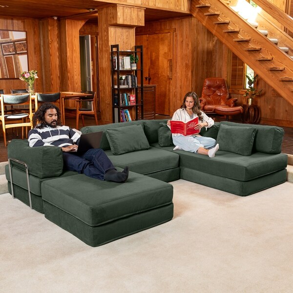 Jaxx Unsofa Modular Convertible Sectional Sofa with Fold Out King