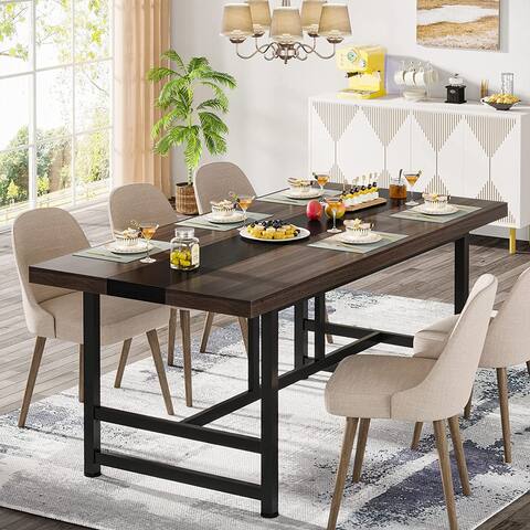 Dining Table for 6 People, 70 inches Wood Large Dining Room Table