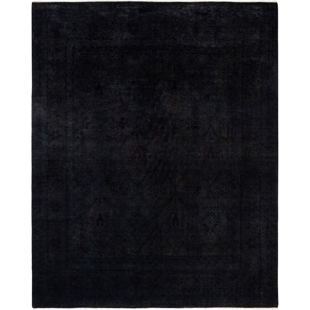 Overdyed One-of-a-Kind Hand-Knotted Area Rug - Black - 8' 3" x 9' 10"