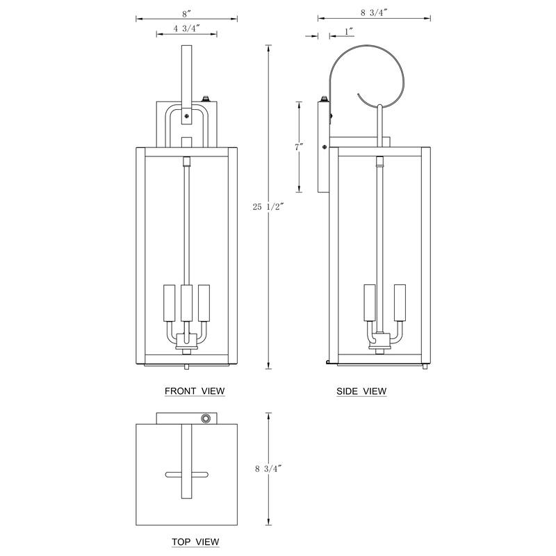 C Cattleya 1 Pack 3-Light 25.5-in Dusk to Dawn Outdoor Wall Light with Close Bottom