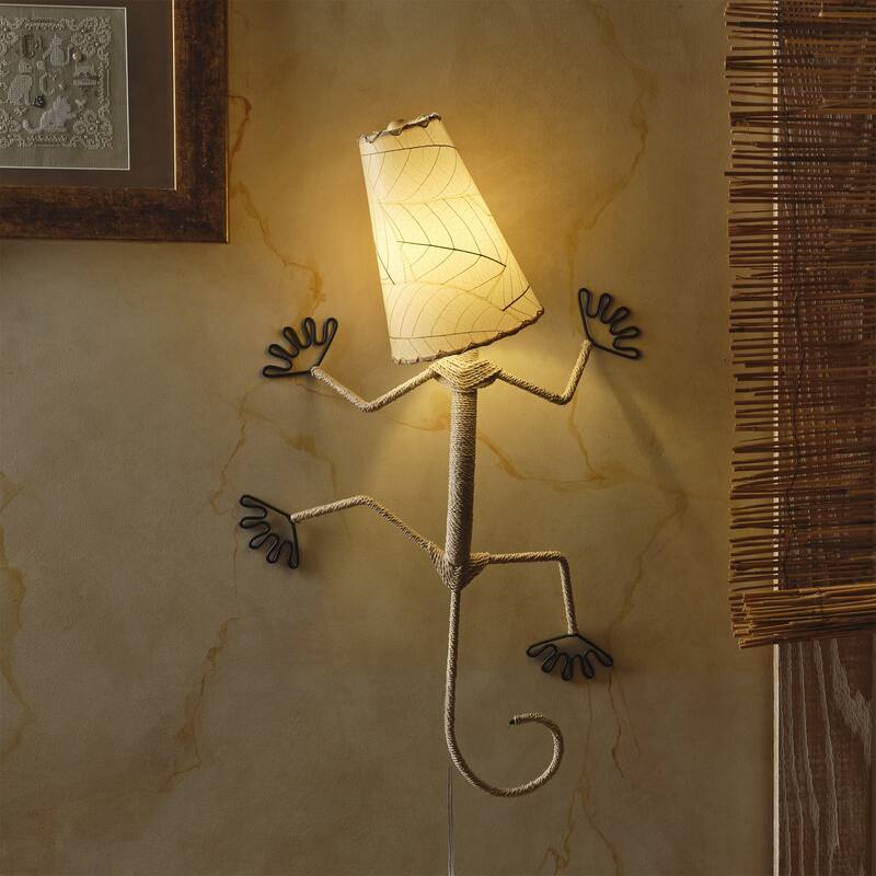 Gecko Wall Lamp Combo, Cocoa Leaves Shade, 16 x 7 x 24 in. - 16 x 7 x 24