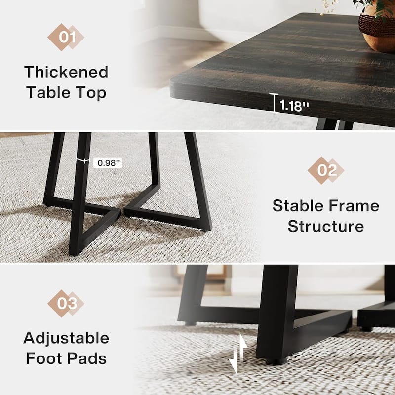 Small Dining Table for 4, 31.5 Inches Industrial Dinner Table with Metal Base