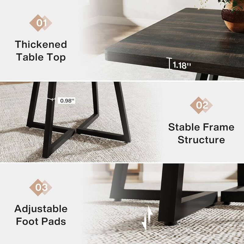 Square Dining Table for 4, 31.5" Industrial Dinner Table for Small Space