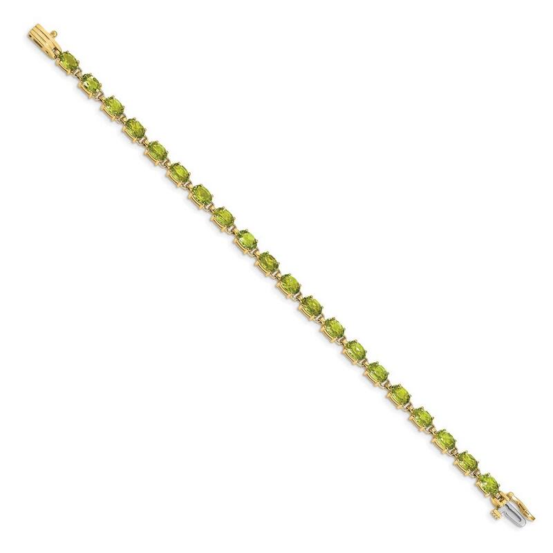 Curata 14k 6x4mm Oval Peridot Bracelet
