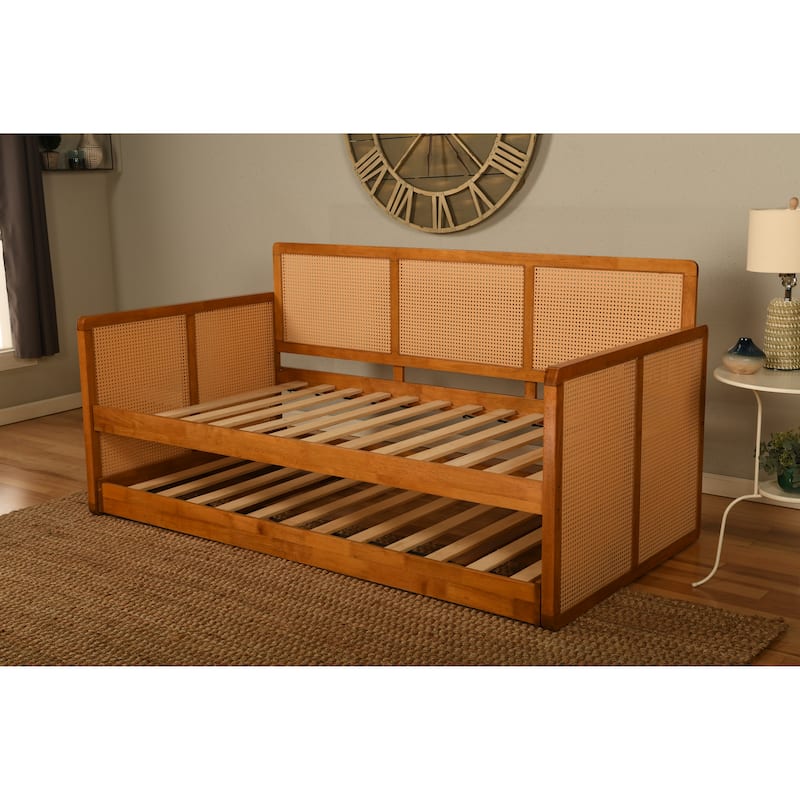 Somette Abaco Daybed Frame with Pop Up in Honey Finish (Mattresses Not Included)