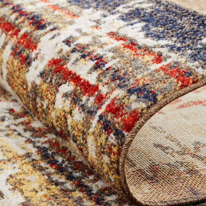 Porch & Den Quince Distressed Diamond Band Area Rug