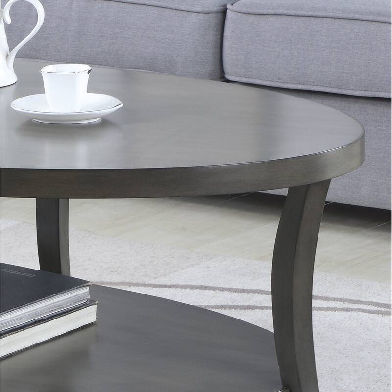 Perth Contemporary Oval Shelf Coffee Table, Gray