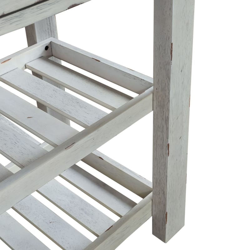Farmhouse Dining Storage Server White and Natural Wood Finish