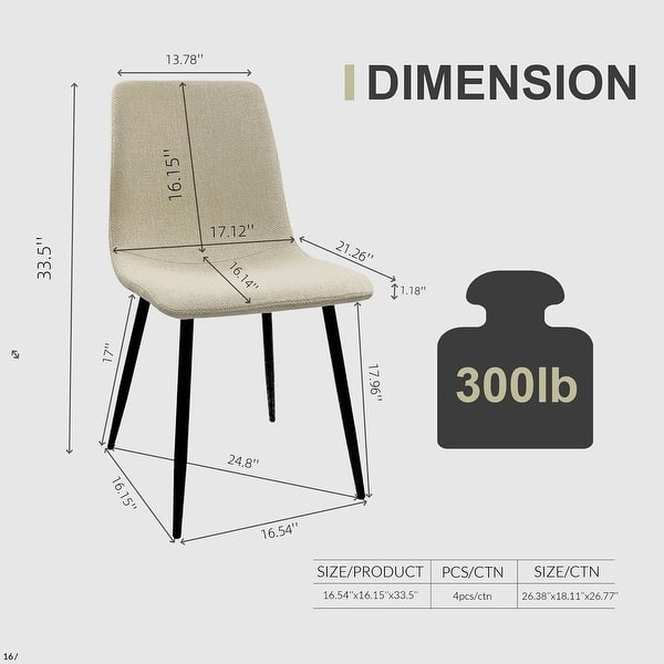 dimension image slide 0 of 7, Modern Upholstered Dining Chairs Set of 4