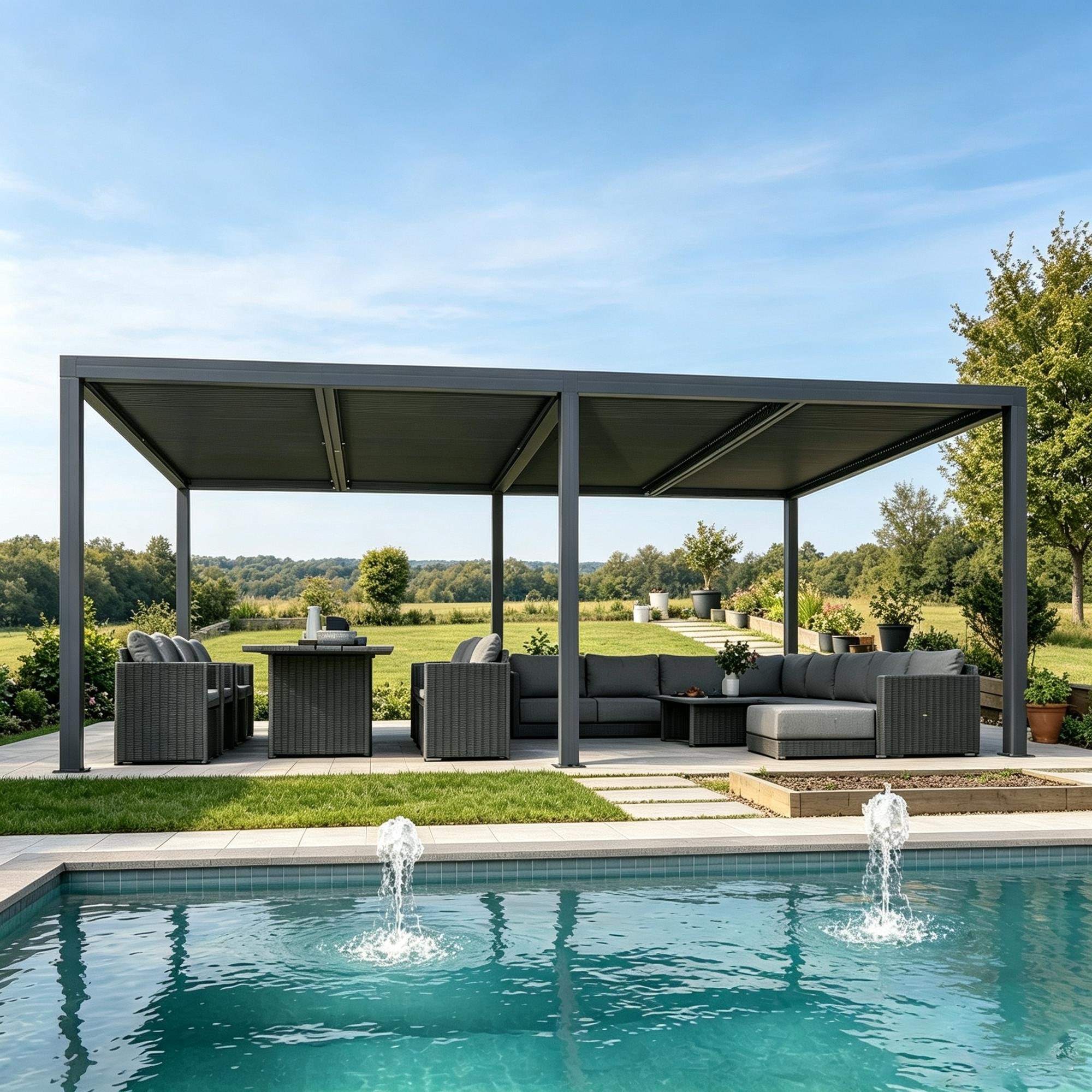 PURPLE LEAF Louvered Pergola Outdoor Aluminum Pergola with Adjustable Roof for Patio Hardtop Gazebo