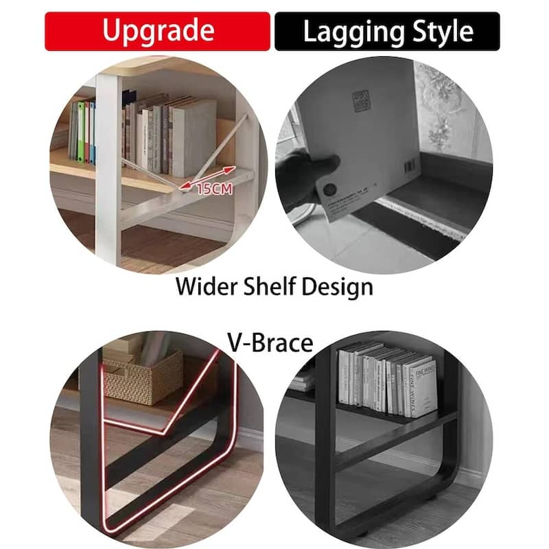 Modern Rectangle Premium Multi-Functional Computer Desk with Shelving