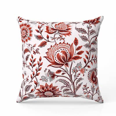 Sanganeri Block Print Indoor/Outdoor Reversible Throw Pillow Red and Grey