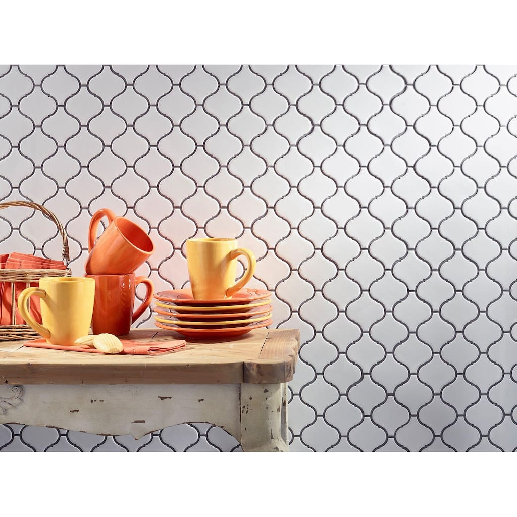 Arabesque 3.3" x 3.4" Porcelain Glossy Mosaic Tile