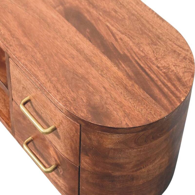 Artisan Furniture Solid Wood 3-Drawer Rounded Chest ,Brown