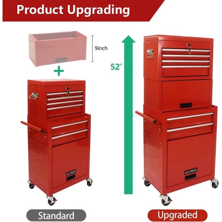 Rolling Tool Chest Storage Cabinet Tool Box with Wheels & 6 Drawers