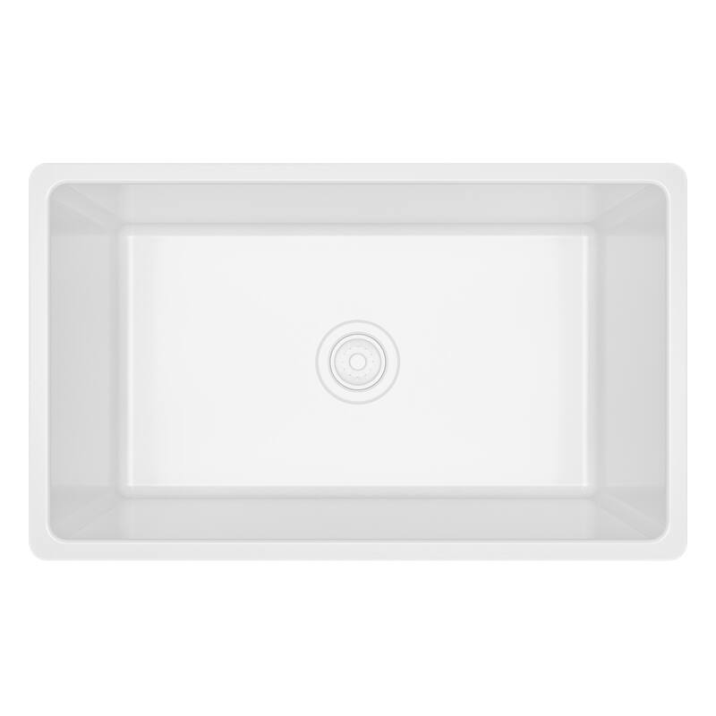 Karran 30" Single Bowl Panel Front Farmhouse Fireclay Kitchen Sink with Reversible Apron Front