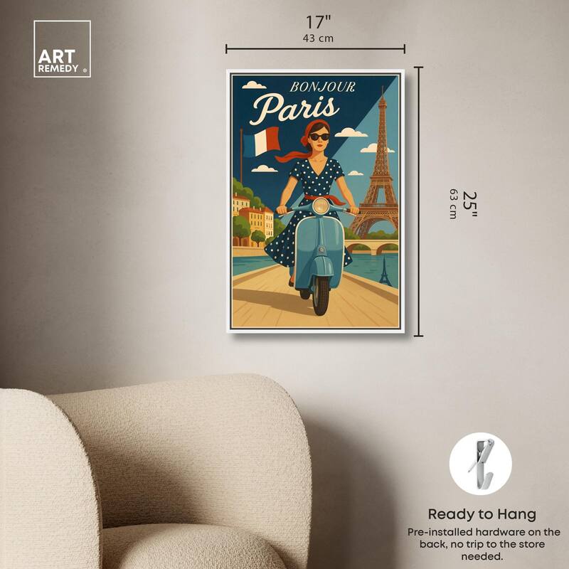 Scooter French Travel Canvas by Art Remedy