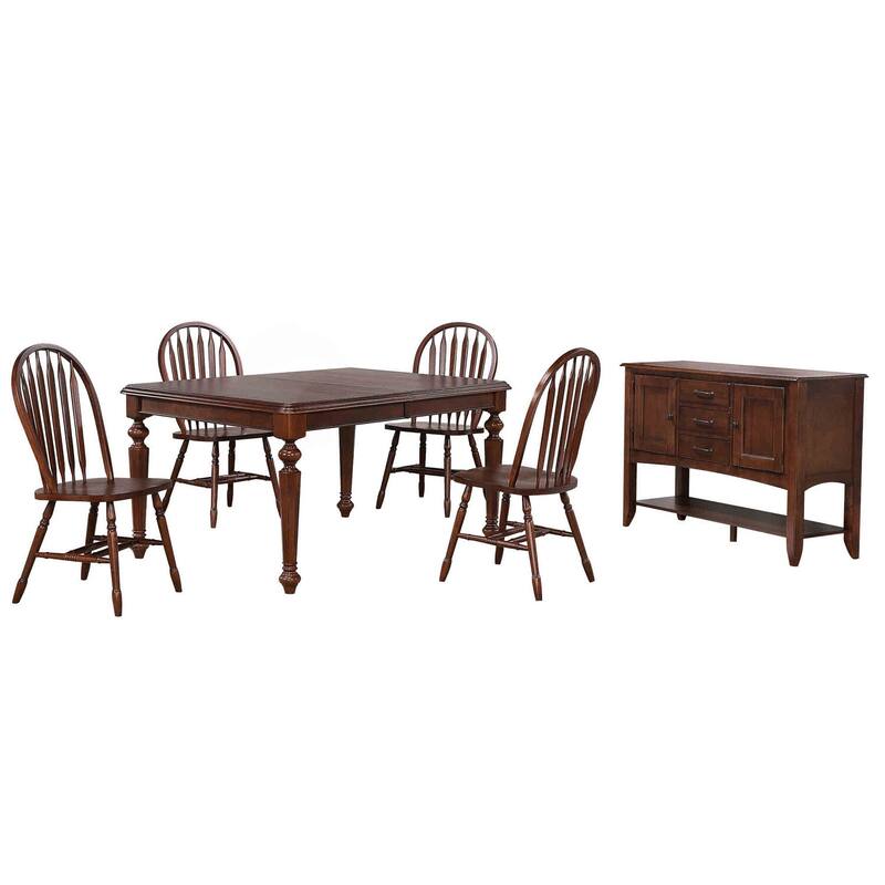 Extendable Dining Set 8 Seater - Rectangular Table with Butterfly Leaf & Sideboard - Art Deco Style