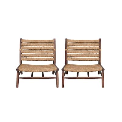 Mahogany Wood and Handwoven Water Hyacinth Chair