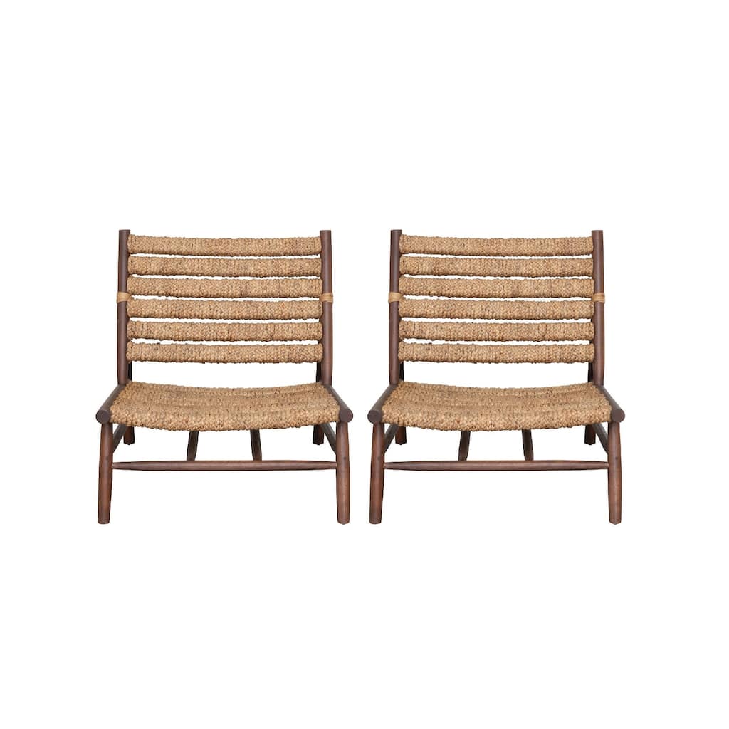 Mahogany Wood and Handwoven Water Hyacinth Chair