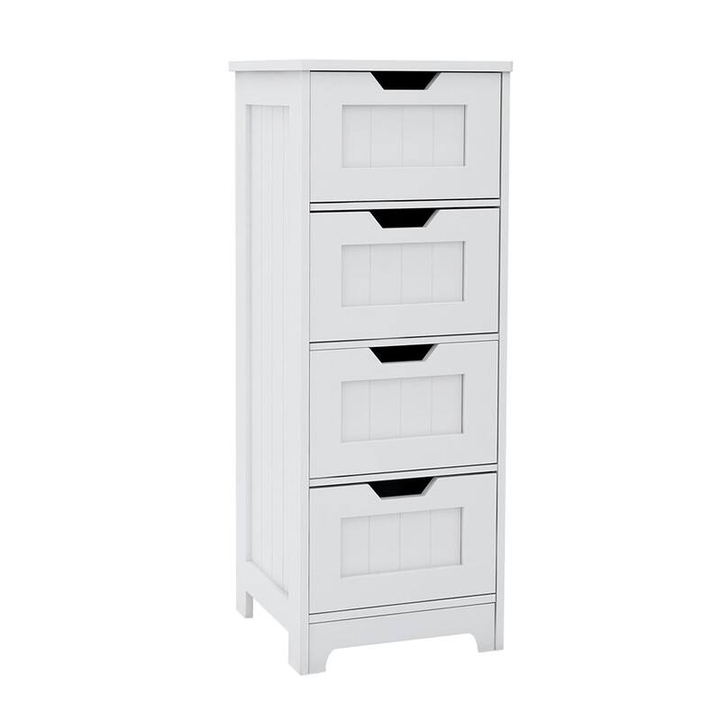 White 32.68"Tall Bathroom Storage Cabinet with 4 drawers and 1 door