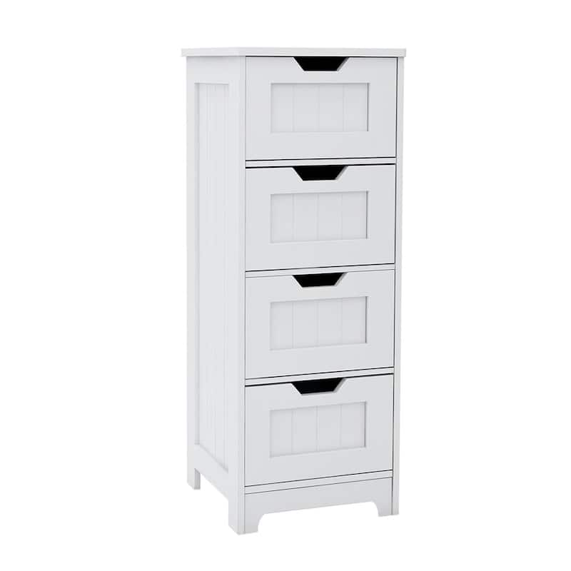 White Freestanding Storage Cabinet With 4 Drawers
