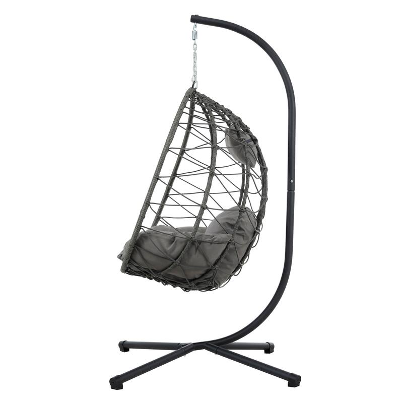 Steel Frame Wicker Egg Chair with Stand
