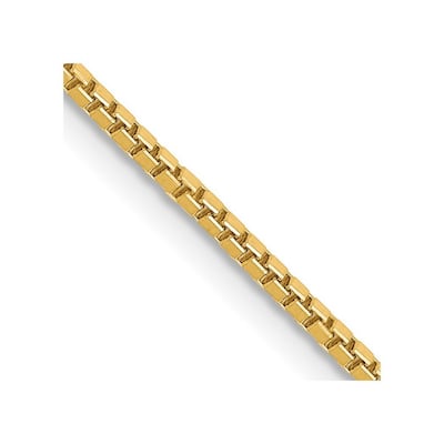 Curata 14k Yellow Gold Polished 9" 1.25mm Box Chain Anklet (Lobster Claw)