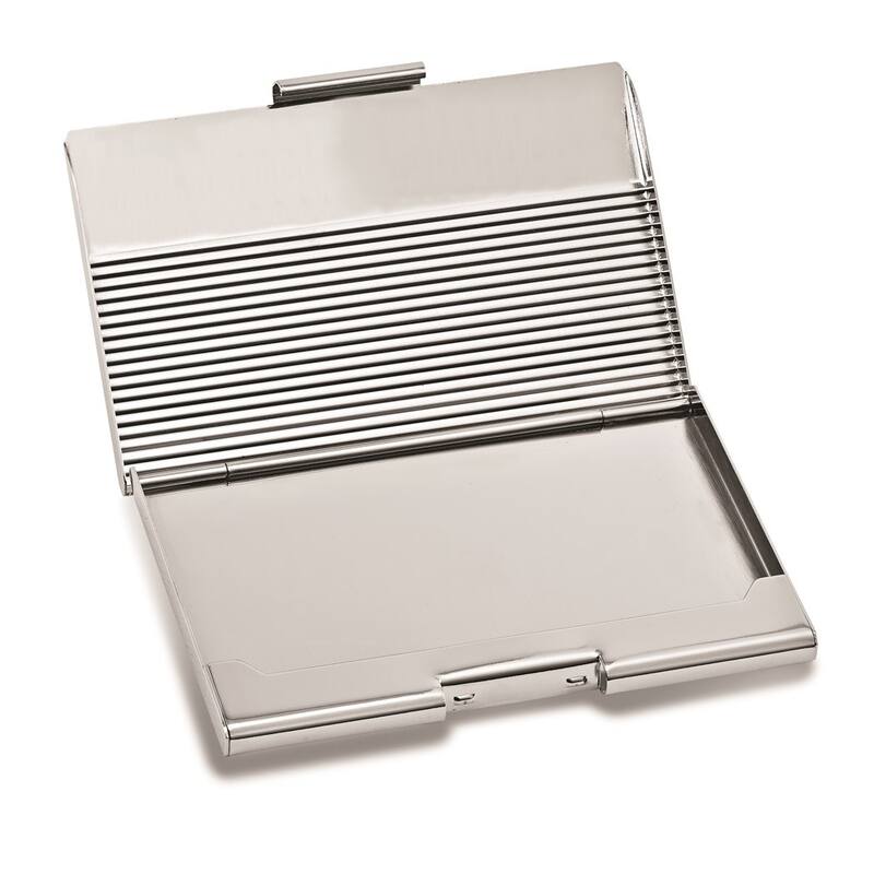 Curata Nickel-Plated Ribbed Business Card Case