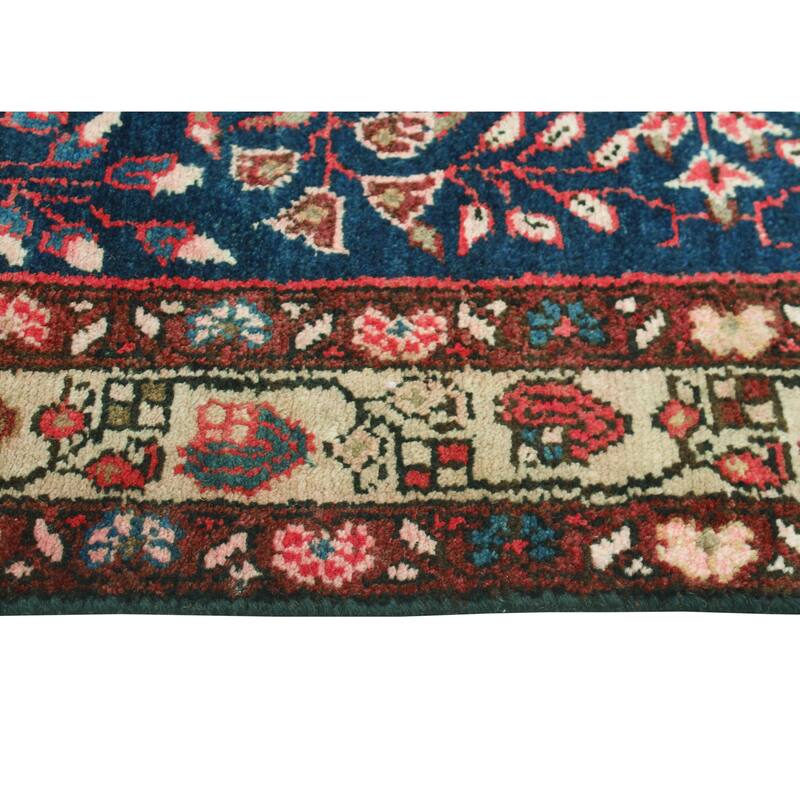 Noori Rug Fine Vintage Distressed Cebrail Navy/Beige Runner - 3'5" x 10'2"