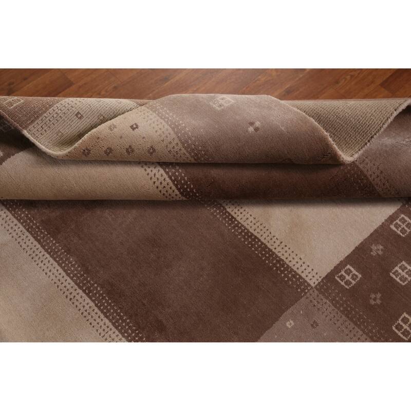 Gabbeh Indian Area Rug Handmade Brown Modern Wool Carpet - 5'4" x 7'8"