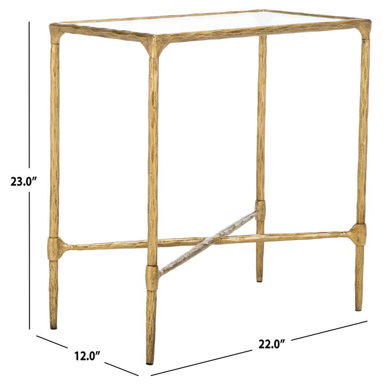 SAFAVIEH Couture Isabellina Metal And Glass Accent Table - 22"W x 12"D x 23"H