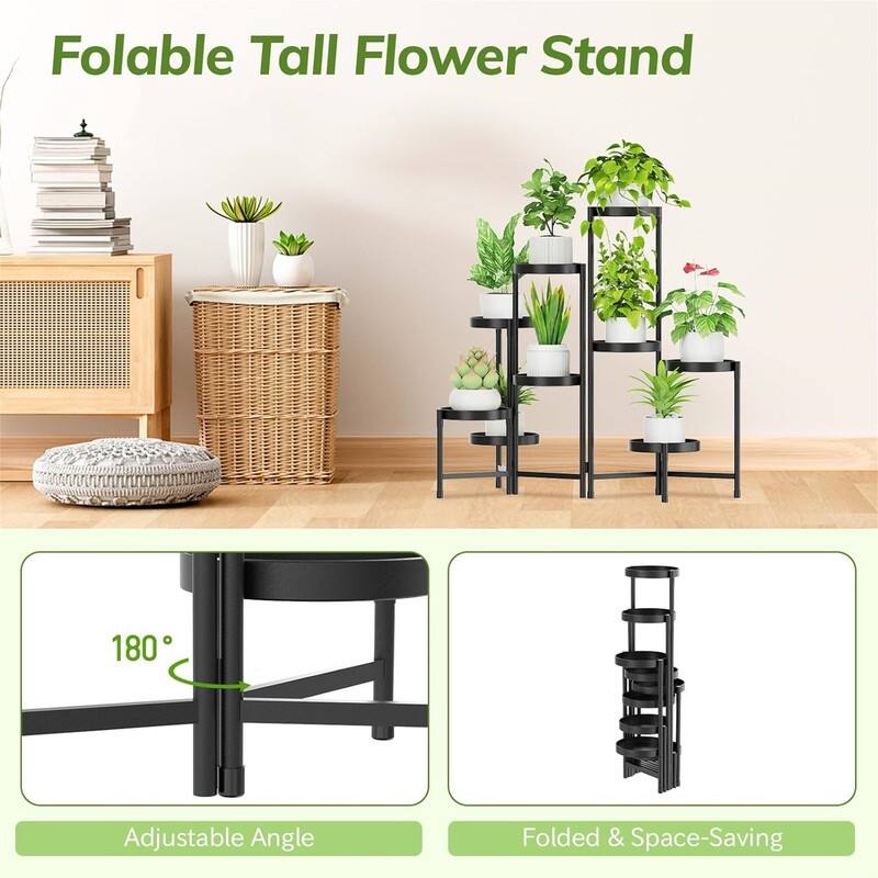 9 Tier Metal Plant Stand Indoor Outdoor - 37.7 x 9.4 x 32.3