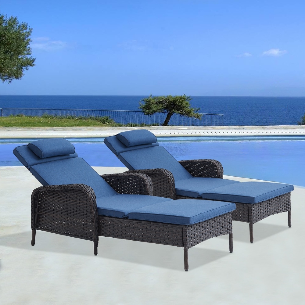 Blue outdoor hotsell chaise lounge chairs
