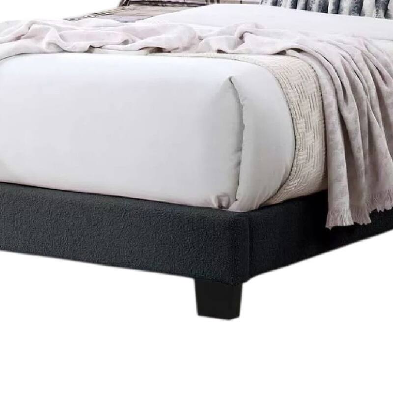 Roxy Twin Bed, Charcoal Gray Wool, LED Lighting, Padded Headboard